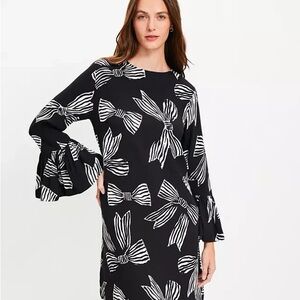 LOFT Black and White Bow Print Dress